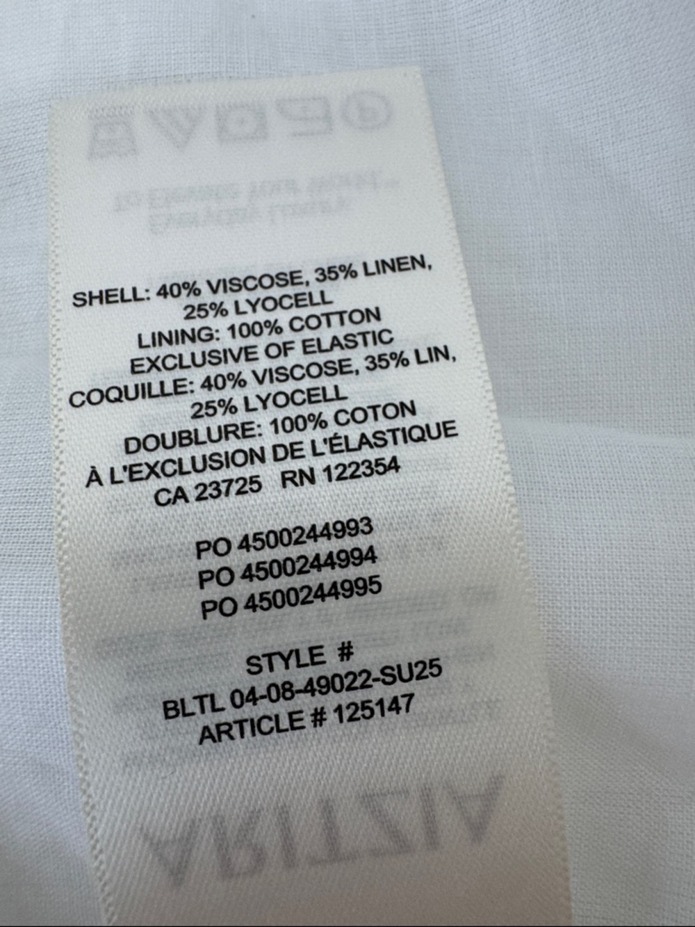 Aritzia Wilfred Georgette Dress - white linen size S - Picture 8 of 8